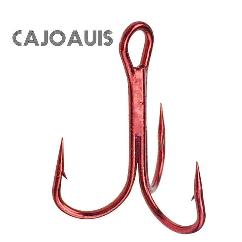 Cajoauis Fishing Treble Hooks High Carbon Steel Treble Hooks Super Sharp Solid Triple Barbed Red 1/0-30pcs - BeesActive Australia