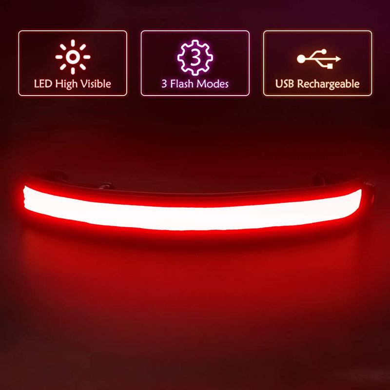 Illumifun Elastic LED Running Belt - USB Rechargeable - Glowing LED Waistband, High Visibility Waist Light, Light Up Safety Gear for Running, Cycling, Camping, Walking, etc Red - BeesActive Australia