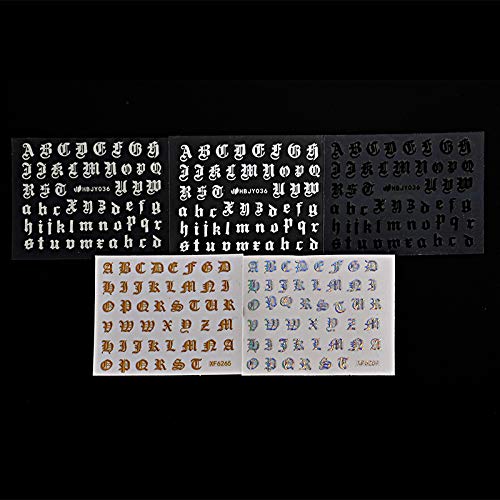 5sheet/lot 3D Letter Nail Art Sticker Nail Decal Old English alphabet Character Nail Sticker Decals Nail Decoration DIY - BeesActive Australia