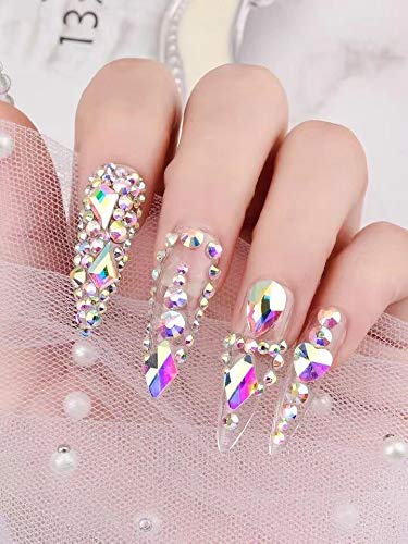 NAIL ANGEL 100pcs/bag Nail Art AB color Crystal Gem 20 Different Shapes Rhinestone Gem 10072/73 (10073) 10073 - BeesActive Australia