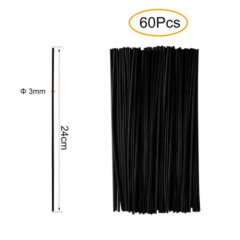 FEPITO Reed Diffuser Sticks Oil Aroma Diffuser Sticks Wood Rattan Sticks (Black, 60pcs) Black 60 Count - BeesActive Australia