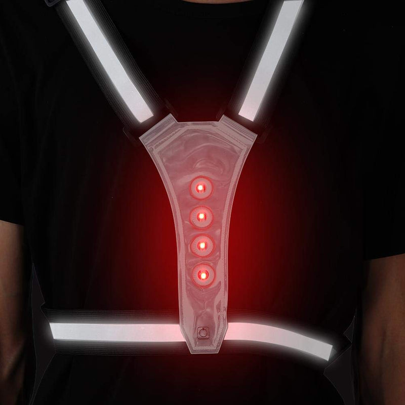 Alomejor Led Safety Vest High Visibility Reflective Running Vest with Adjustable Waist for Night Light Jogging Biking Cycling Black White - BeesActive Australia