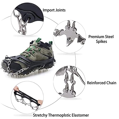 Upgraded Crampons for Shoes and Boots- Traction Ice Cleats , Snow Grips with Stainless Steel Anti Slip Abrasion Resistant 23 Spikes for Hiking, Fishing, Climbing, Mountaineering Size XL… - BeesActive Australia