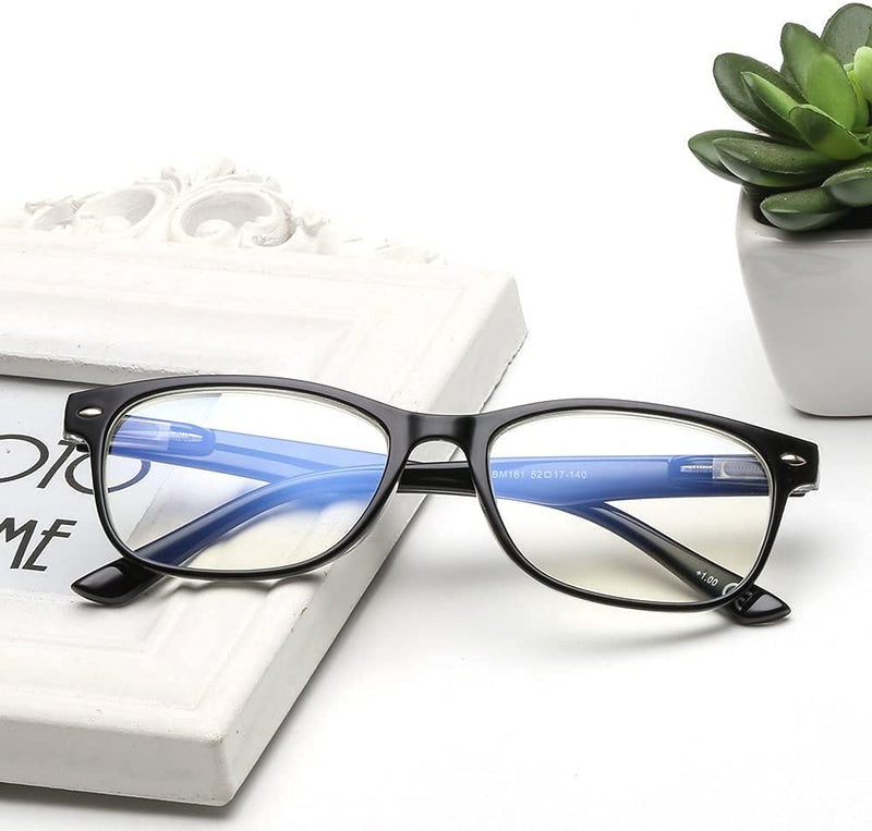 SUERTREE 3 Pack Anti-Blue Computer Reading Glasses, Blue Light Filter Eye Glasses, Blocking UV Computer Glasses, Visual Aided Glasses, Female Male Reading Glasses Black 2.5 BM161 +2.50 Magnification 3 Pack Anti Blue Black - BeesActive Australia