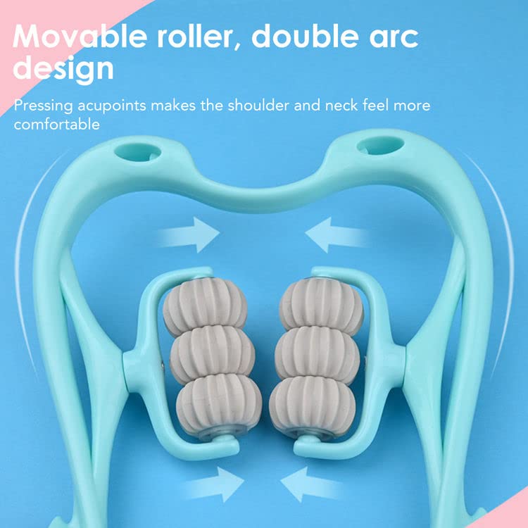 Revolution Studio Swan Shape Six Wheel Cervical Spine Pressing Massager, Neck Massager Pressure Point, Deep Tissue Trigger Point Manual Self Muscle Massager, Manual Roller Back Neck Massager (Blue) Blue - BeesActive Australia