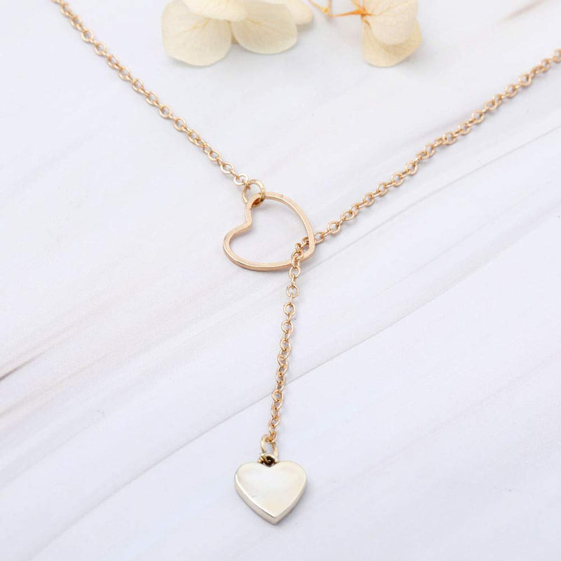 Jovono Boho Heart Pendant Necklace Gold Love Shape Y Necklaces Chains Lover Choker Necklaces Party Jewelry for Women and Girls - BeesActive Australia