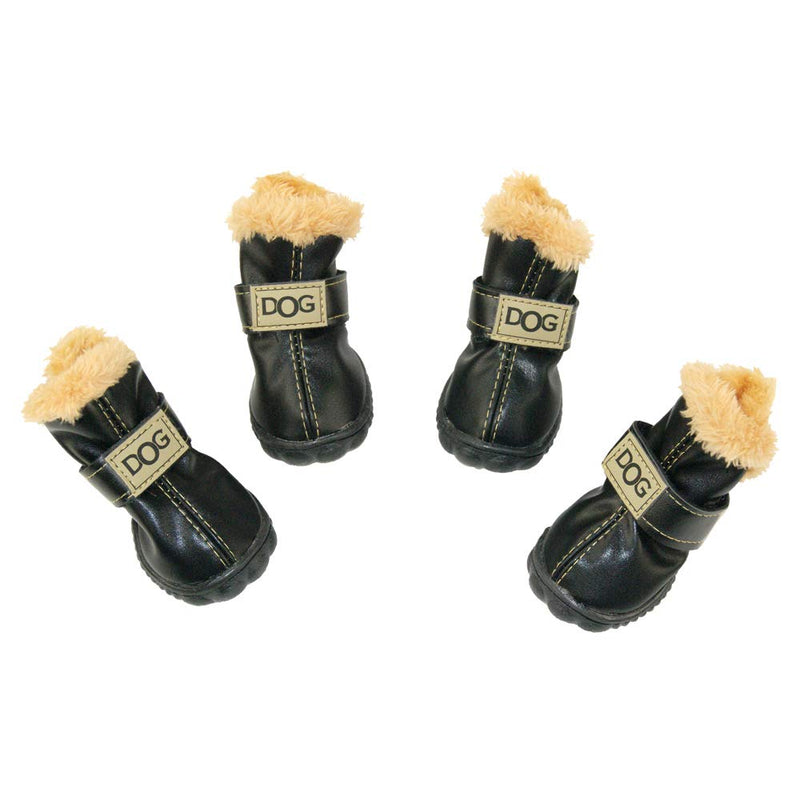 WINSOON Dog Australia Boots Pet Antiskid Shoes Winter Warm Skidproof Sneakers Paw Protectors 4-pcs Set Black Size 5 - BeesActive Australia