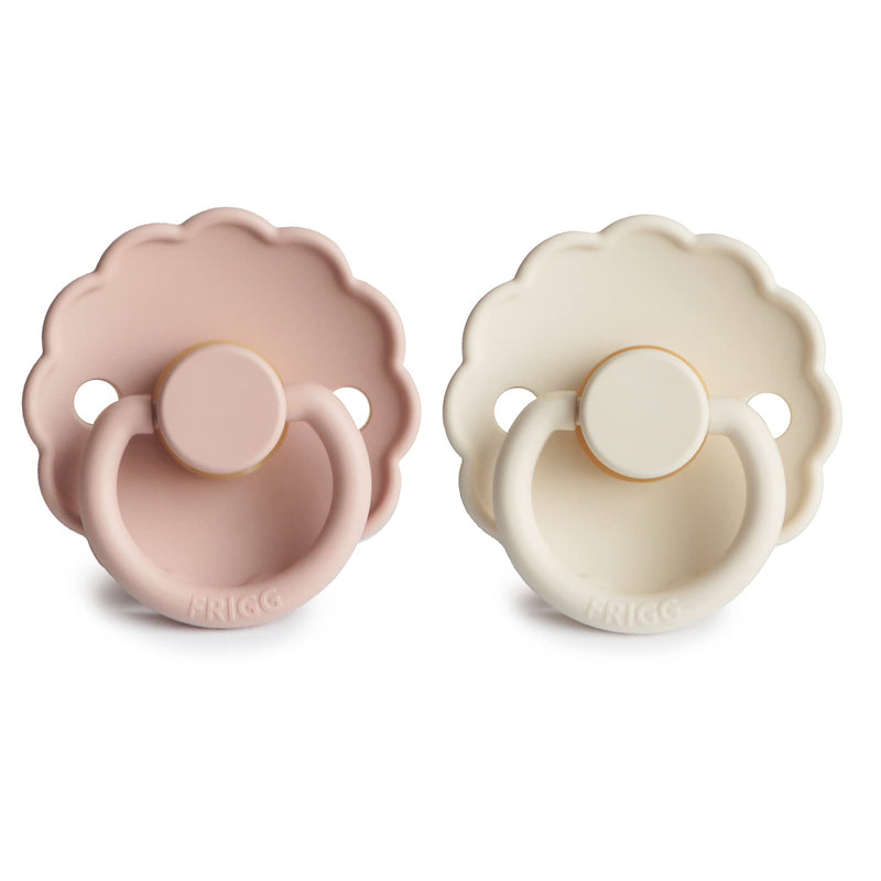 FRIGG Daisy Natural Rubber Baby Pacifier | Made in Denmark | BPA-Free (Blush/Cream, 0-6 Months) 2-Pack 1 Count (Pack of 2) Blush/Cream - BeesActive Australia