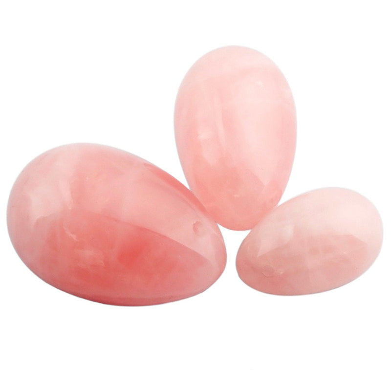 Shanxing Rose Quartz Yoni Eggs Set of 3, Predrilled, with Unwaxed String, Massage Stone for Women to Train Pelvic Muscles Kegel Exercise - BeesActive Australia