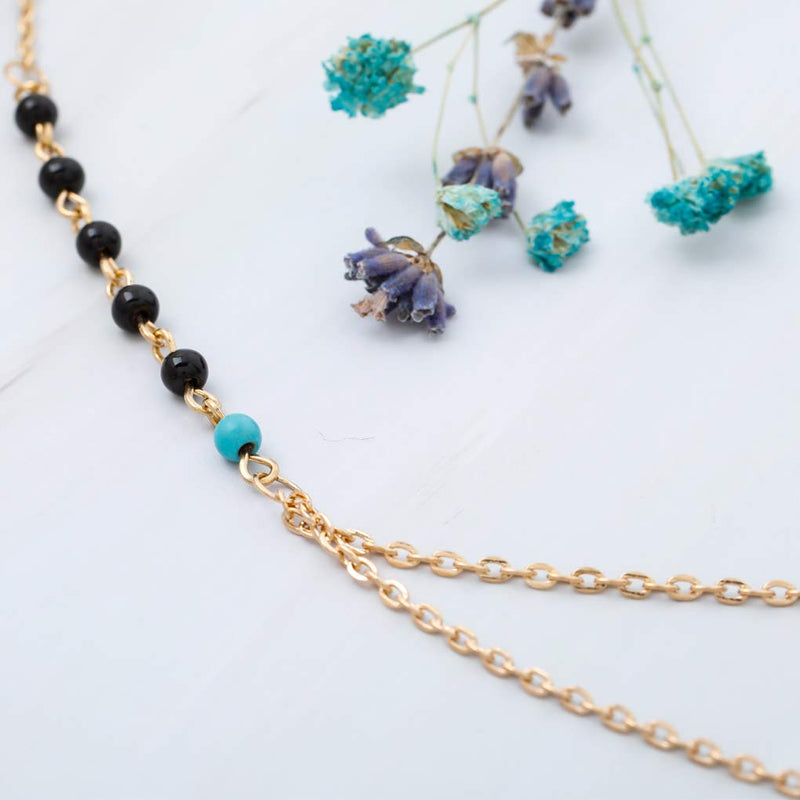 Olbye Layered Turquoise Necklace Choker Gold Double Chain Necklaces for Women and Girls Simple Layering Necklace Jewelry - BeesActive Australia