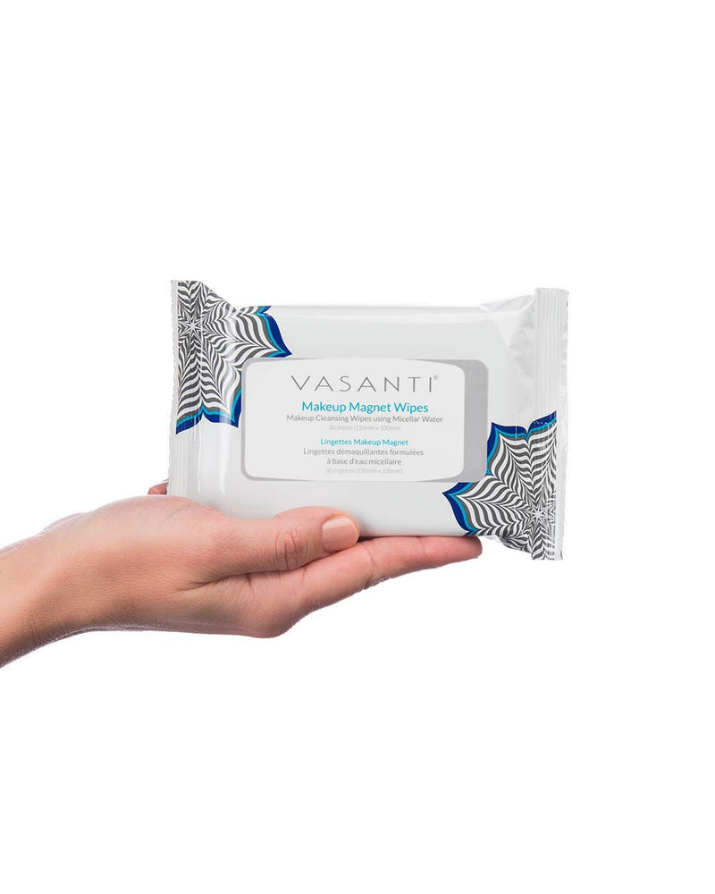 VASANTI Makeup Magnet Wipes - Gentle Facial Makeup Remover Cleansing Wipes with Micellar Water Paraben and Cruelty Free Vegan Friendly - BeesActive Australia