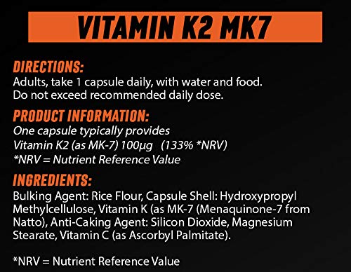 Vitamin K2 MK7 Capsules | High Strength Vitamin K2 Menaquinone-7 from Natto | 100mcg 120 Capsules | Supports Bone and Cardiovascular Health - BeesActive Australia