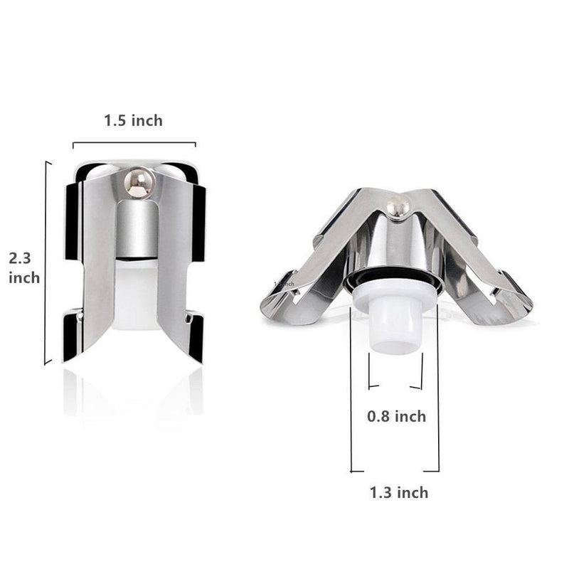 Champagne Sealer Stopper, BGMAX 3 Pack Stainless Steel Sparkling Wine Bottle Plug Sealer Set with a Longer Sealing Plug, Gifts Accessories for Champagne - BeesActive Australia