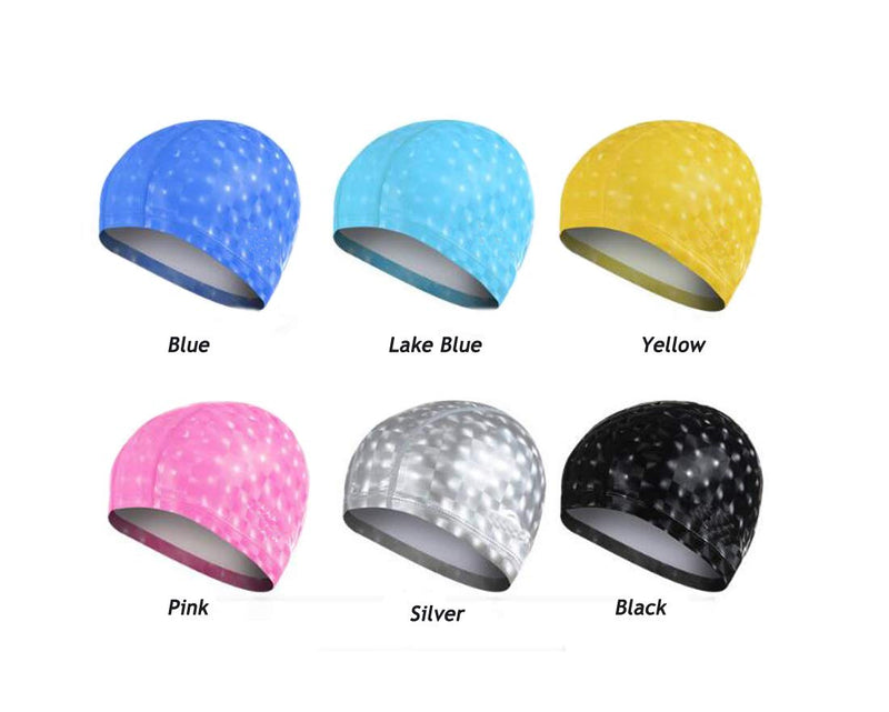 Ewanda store Solid Color Waterproof Swim Caps with PU Coat for Long Hair Swimming Cap Bathing Hat for Adult Men and Women Black - BeesActive Australia