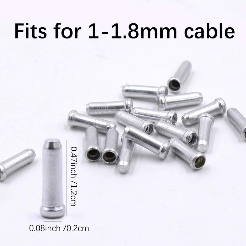 EACOZY Alloy Bike Brake Cable Cap End Tips Crimp for Road Mountain Bicycle 100PCS, Silver - BeesActive Australia