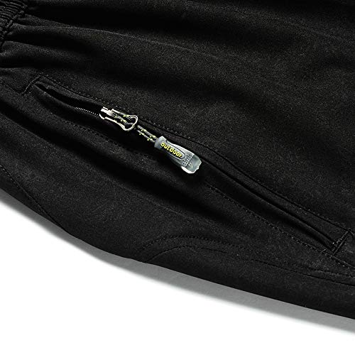 [AUSTRALIA] - JINSHI Men's Outdoor Quick Dry Lightweight Sports Shorts Zipper Pockets 02black Medium 