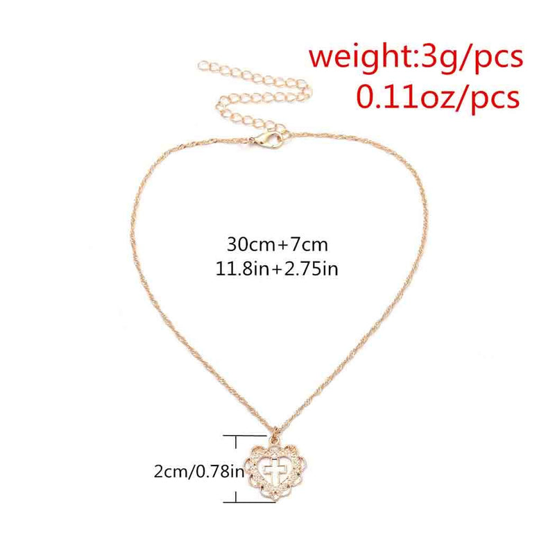 Edary Heart Necklace Cross Pendant Necklaces Gold Jewelry Accessories for Women and Girls. - BeesActive Australia