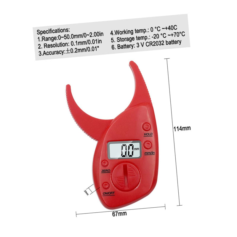 Healvian Digital Calipers Body Fat Measuring Device Portable Fat Tester Digital Skinfold Analyzer Body Fat Caliper Digital LCD Display Teller Fat Teller Tool Measuring Instrument Fat Clip 11.4X6.7cm Red - BeesActive Australia
