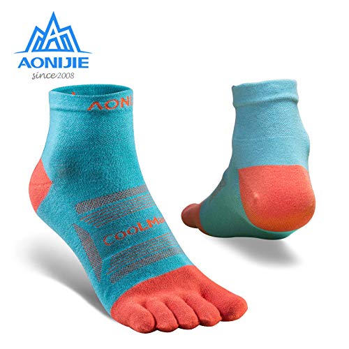 AONIJIE Toe Socks for Men and Women High Performance Athletic Running Toe Socks B# 3 Pairs/Black, Lake Blue, Blue Large - BeesActive Australia