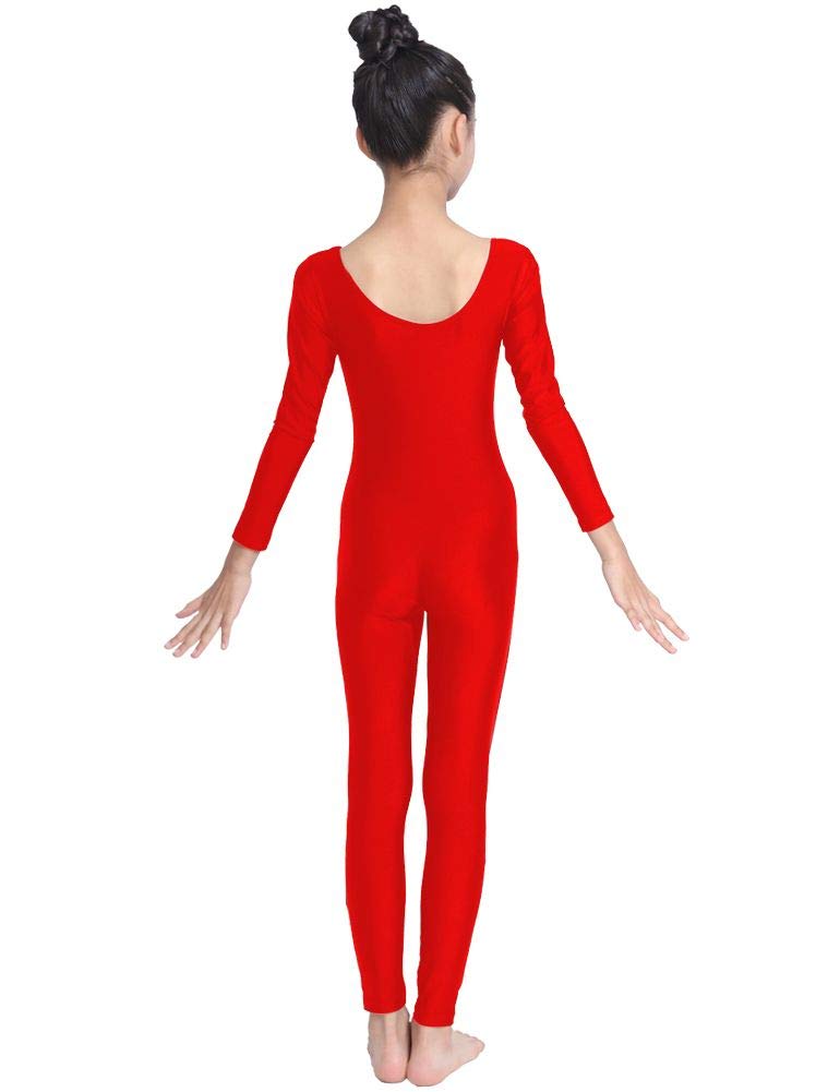 [AUSTRALIA] - OVIGILY Girls Kids Long Sleeve Dance Unitard Bodysuits Red X-Large 