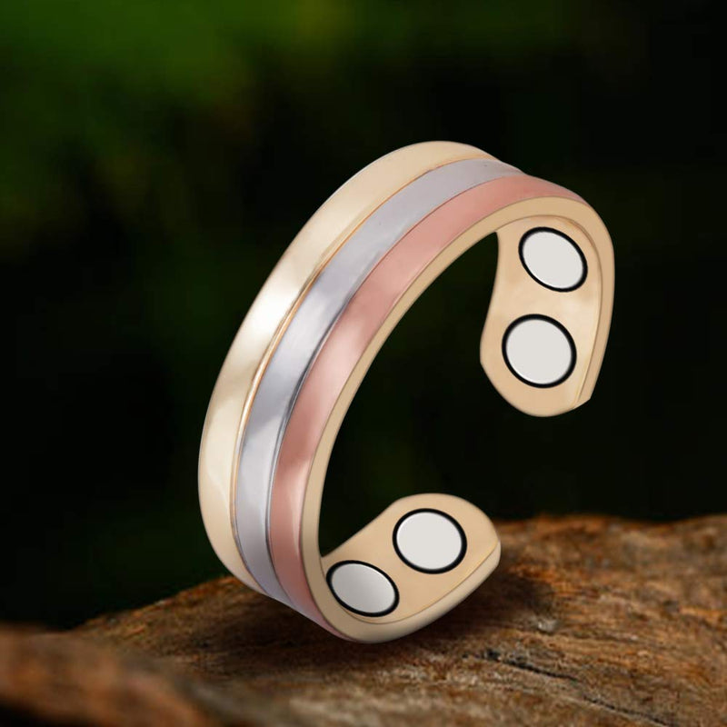 Trendy Tri Tone Magnetic Copper Rings for Women, Copper Jewelry, with 4 Magnets, Women's Day Gift - BeesActive Australia