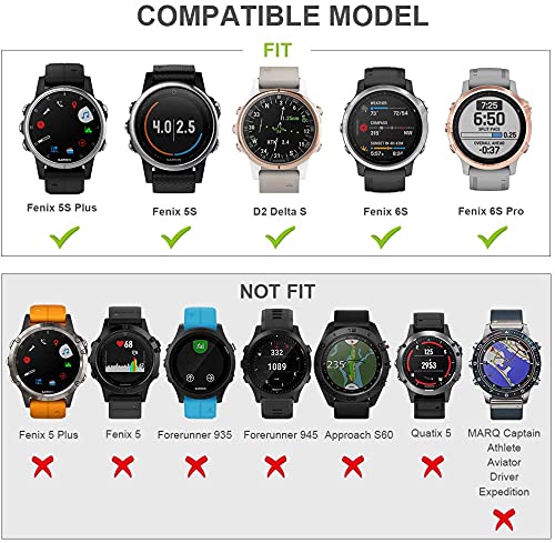 Compatible for Garmin Fenix 6S/6S Pro, 20mm Width Silicone Strap WatchBand Replacement for Garmin Fenix 6S/fenix 6S pro/fenix 6S Sapphire/Fenix 5S/Fenix 5S plus/D2 delta S Smartwatches Black - BeesActive Australia