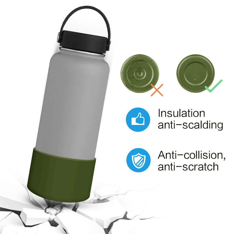 Protective Silicone Boot Sleeve for Hydro 12oz-40oz Sport Water Bottles Flask Accessories Anti-Slip Bottom Sleeve Cover Pet Feeding Bowl for Puppy Cat Army Green Fits 12oz to 24 oz Bottles - BeesActive Australia