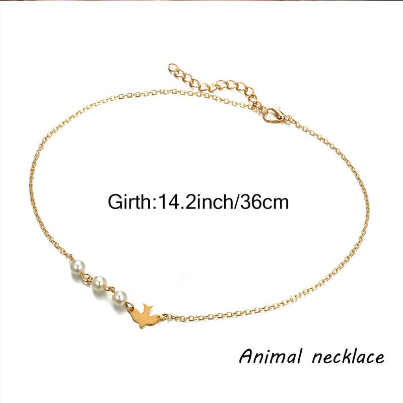 Edary Lovely Animal Pendant Necklace Chicer Jewelry With Pearl Swallow Necklace for Women and Girls (Gold) - BeesActive Australia