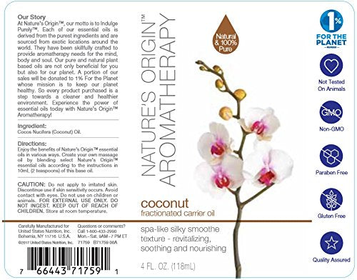 Nature's Origin Aromatherapy Fractionated Coconut Oil, 4oz - BeesActive Australia