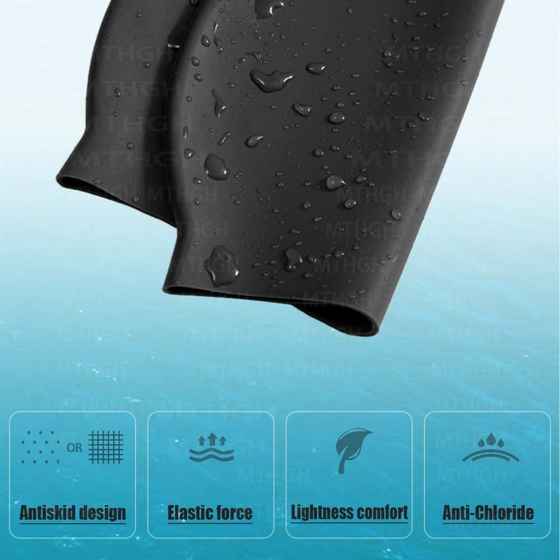 Swim Cap for Kids Girls Boys, Swimming Cap for Long Hair, 2Pack Silicone Swimmer Cap for Youths Unisex Black+White - BeesActive Australia