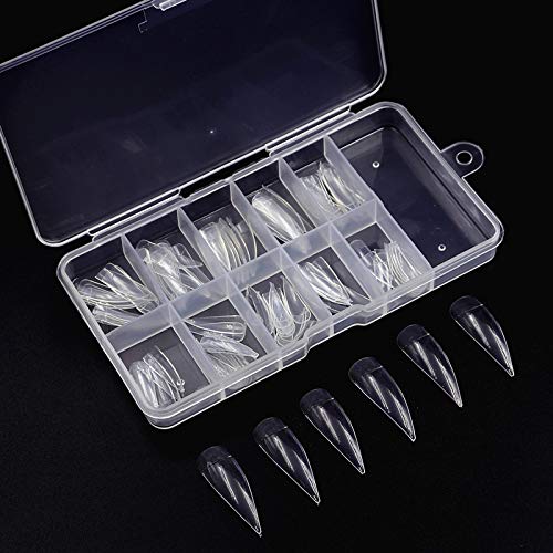 Coffin Nail Tips,100PCS Long Stiletto Nail Tips Press on Nail Tips Acrylic Nails False Nail Tips DIY False Nail Eagle Claw Art Tips Artificial Nails with Case for Nail Salons and DIY Nail Art,Clear Clear - BeesActive Australia