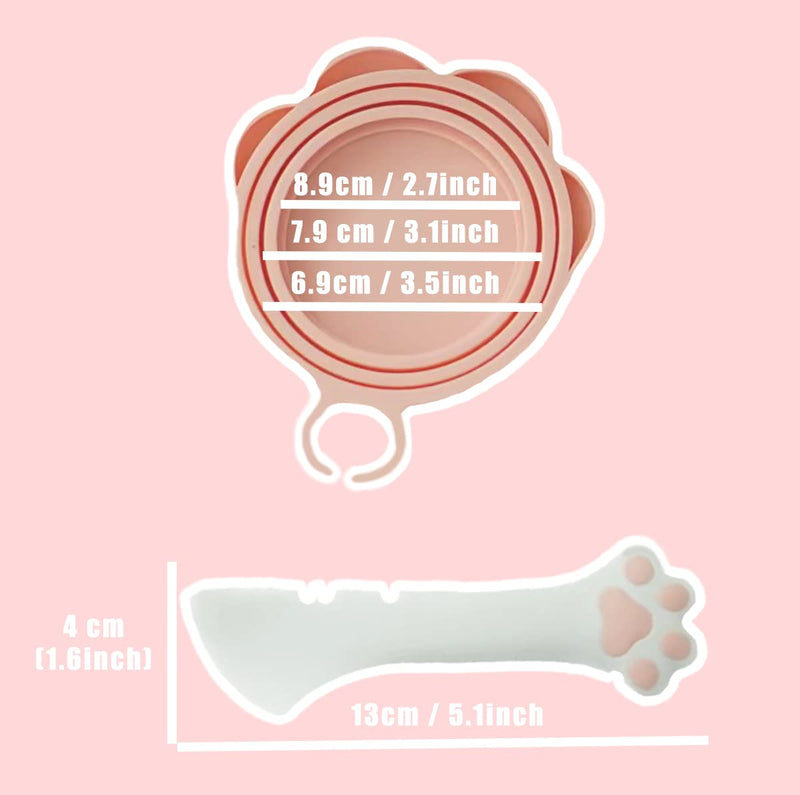 Cover for Pet Can Food/ Cat Wet Food Spoon / Silicone Lid for Dog Cans / Cute Paw Shape One Lid One Spoon Pack (Gray) Grey - BeesActive Australia