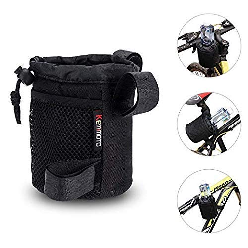 kemimoto 4-Straps Bike Cup Holder, Bicycle Handlebar Cup Holder with Tighter Buckle, Bicycle Water Bottle Holder Drink Holder with Mesh Pockets for Cruiser, Mountain, Fixed Gear, Folding, Road Bikes 2 pack - BeesActive Australia