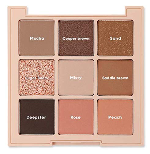 VELY VELY Favorite 9 Shadow (8.1 g / 0.28 oz) Long lasting effect 9 colors Mocha Cooper brown Sand Sugar beam Misty Saddle brown Deepster Rose Peach Blusher Mat Shimmer Glitter Gift All Skin 365 Palette - BeesActive Australia