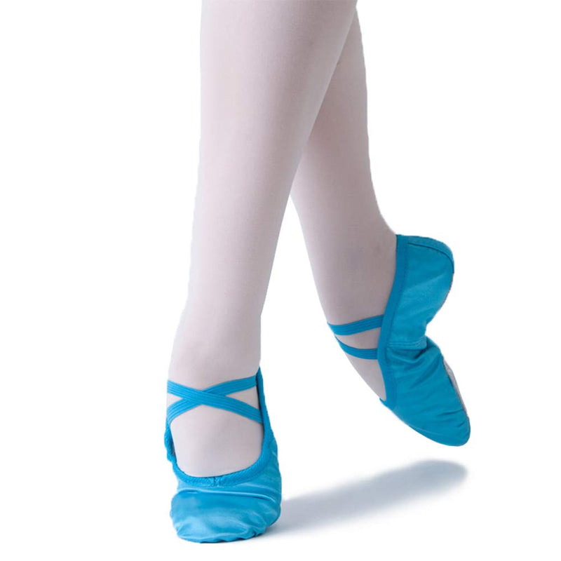 MSMAX Girls Ballet Shoes Satin Performa Dance Slippers for Kids (Toddler/Little Kid/Big Kid) 10 Narrow Toddler Blue - BeesActive Australia