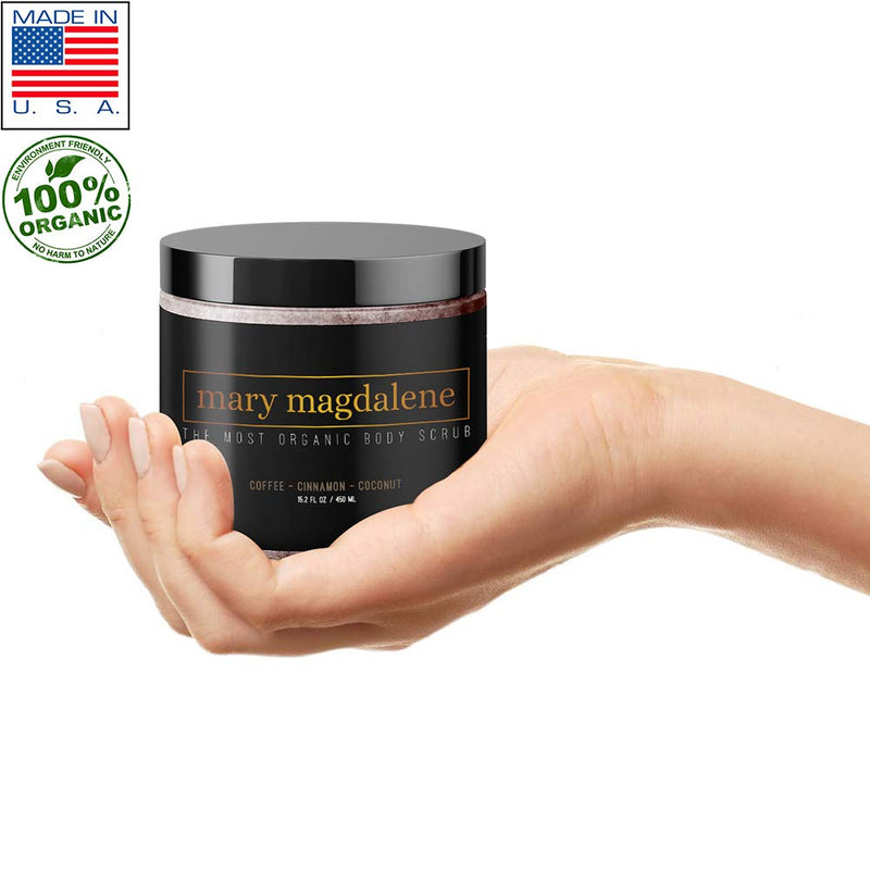 Mary Magdalene Coffee, Cinnamon & Coconut Oil Body Scrub - 100% Natural, Anti Cellulite & Stretch Mark Treatment - 15.2 Fl Oz Premium Exfoliating Body Scrub For Men & Women - BeesActive Australia