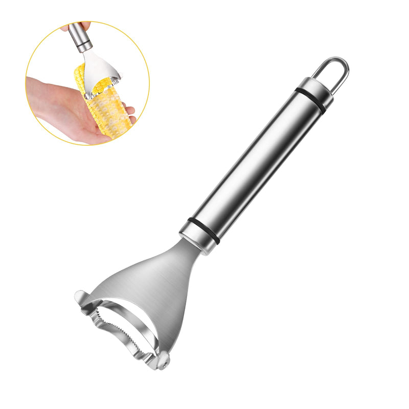 COMNICO Corn Scraper Stainless Steel Cutter Kernel Remover Tool Cob Planer Stripper Peeler Thresher Multifunctional Kitchen Utensils Grips with Ergonomic Handle（Silver，1 Piece） - BeesActive Australia