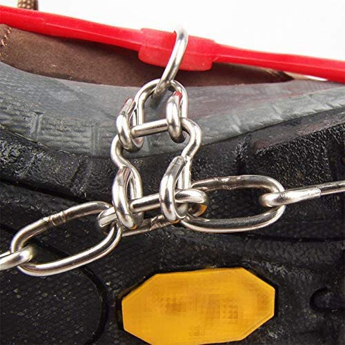 YOUFINE 11 Teeth Crampons Outdoor Anti Slip Shoes Cover Ice Claws with Stainless Steel Chain for Kids Children Teenagers, with Carry Bag for teenagers - BeesActive Australia