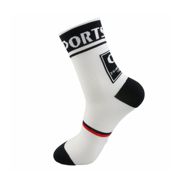Men's Cycling Socks Unisex Breathable Sports Running Trekking Athletic Basketball Socks 3 Pairs(white+green+blue) - BeesActive Australia