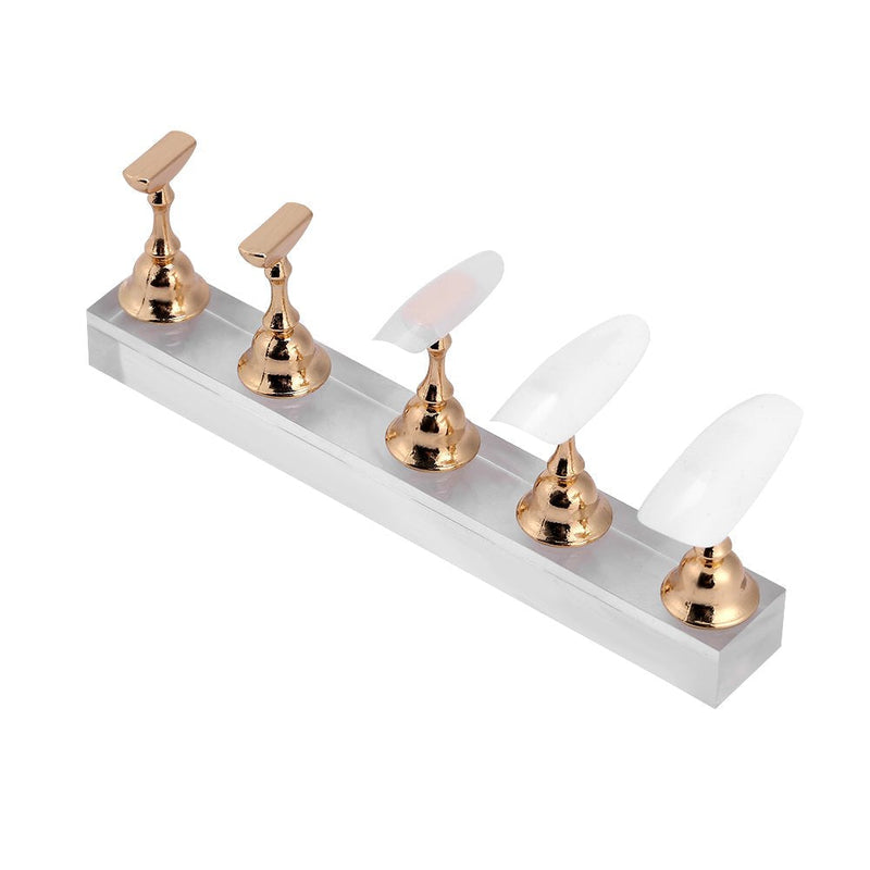 Nail Tips Stand Holder, Practice Stand Base Display Tools Set for Art Salon DIY and Traning Manicure, Magnetic Stuck Crystal Nail Art Holder Finger Practice Display Stand - BeesActive Australia