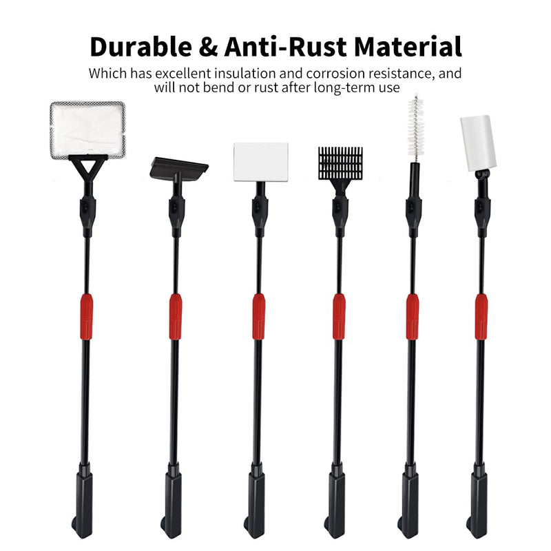 SVECKE Fish Tank Cleaning Tools, 6-in-1 Aquarium Cleaning Tools, Adjustable Fish Tank Cleaning Kit with Long Telescopic Handle, Multi-Function Aquarium Cleaning Kit for Saltwater Freshwater - BeesActive Australia