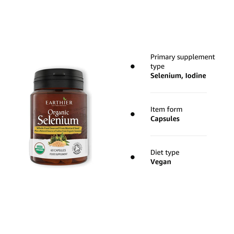 Organic Selenium 200mcg Plus Iodine and Silica - Selenium contributes to Normal Thyroid and Immune Function � 2 Month Supply - Whole Food Supplement - Certified Organic by Soil Association - BeesActive Australia