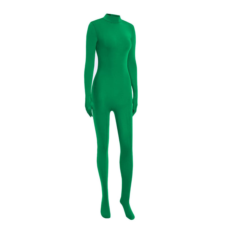 [AUSTRALIA] - SUPRNOWA Unisex Turtleneck Footed/Footless Long Sleeve Lycra Spandex Unitard XX-Large Green (Footed With Hands) 