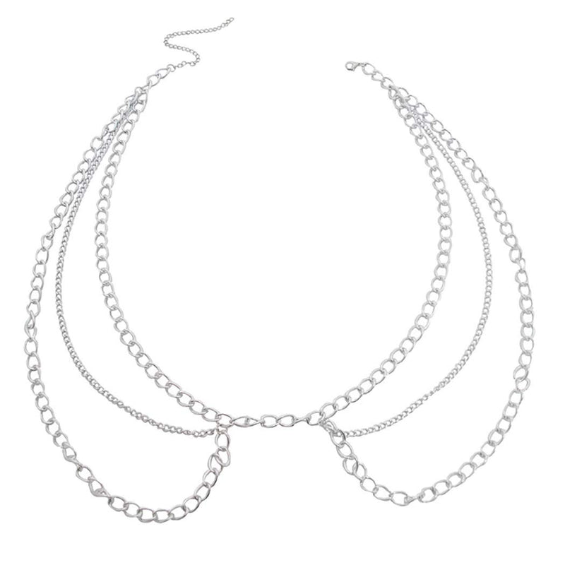 Simsly Body Chain alloy party Waist Chain Body Jewelry for Women and Girls. (Silver) - BeesActive Australia