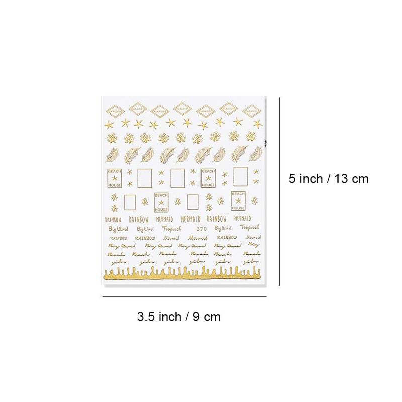 6 Sheets Golden Moon Stars Nail Stickers with Adhesive Nail Decoration Decals Nail Salon DIY Nail - BeesActive Australia