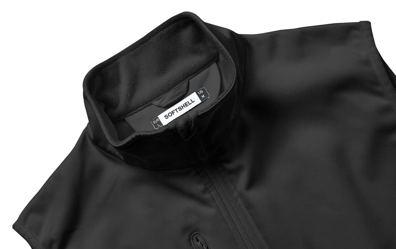 Fit Space Men's Lightweight Vest Softshell Sleeveless Windproof Jacket with Zipper Pcoket Cycling Travel Hiking Running Golf Black Small - BeesActive Australia