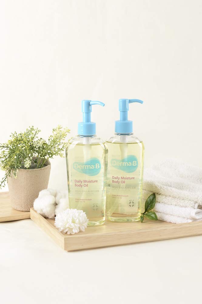 Derma B Daily Moisture Body Oil for Dry Skin 99% Natural Origin, Argan Oil & Sweet Almond Oil, 6.78 Fl Oz, 200ml - BeesActive Australia