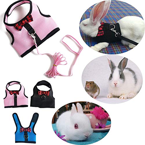 Multipurpose Rabbits Hamster Vest Harness with Leash Bunny Mesh Chest Strap Harnesses Ferret Guinea Pig Small Animals Pet Accessories Blue S - BeesActive Australia