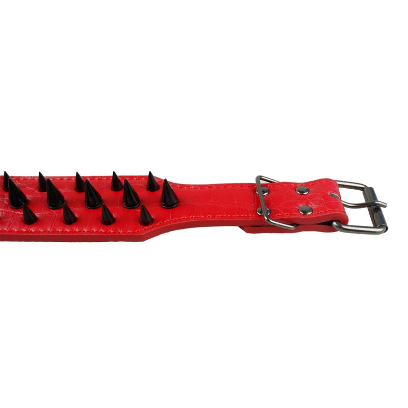 Benala Pet Dog Collar Adjustable Harness Spiked Studded Faux Leather Punk Rivet Dog Collar Pu Sharp Spikes Dog Supplies,Red,XS - BeesActive Australia