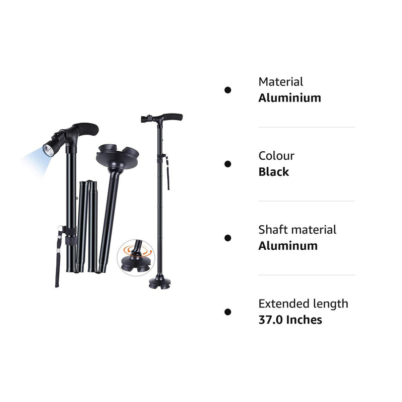 Walking Stick, Ohuhu LED Folding Walking Cane Walking Stick With Adjustable LED Lights Carrying Bag For Men/Women - BeesActive Australia